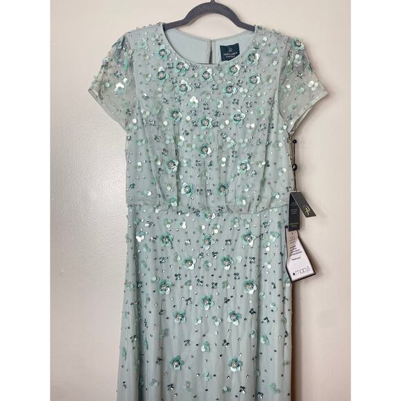 NWT ADRIANNA PAPELL DRESS GREEN MOTHER OF THE BRIDE BRIDESMAID EVENING FORMAL - Picture 7 of 16